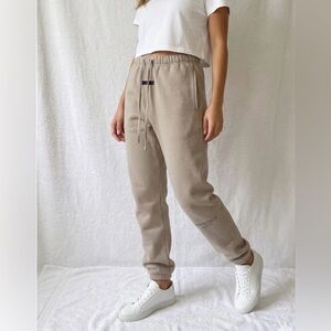 Essentials Taupe Joggers with Black Label